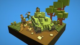 World War 2 cartoon diorama