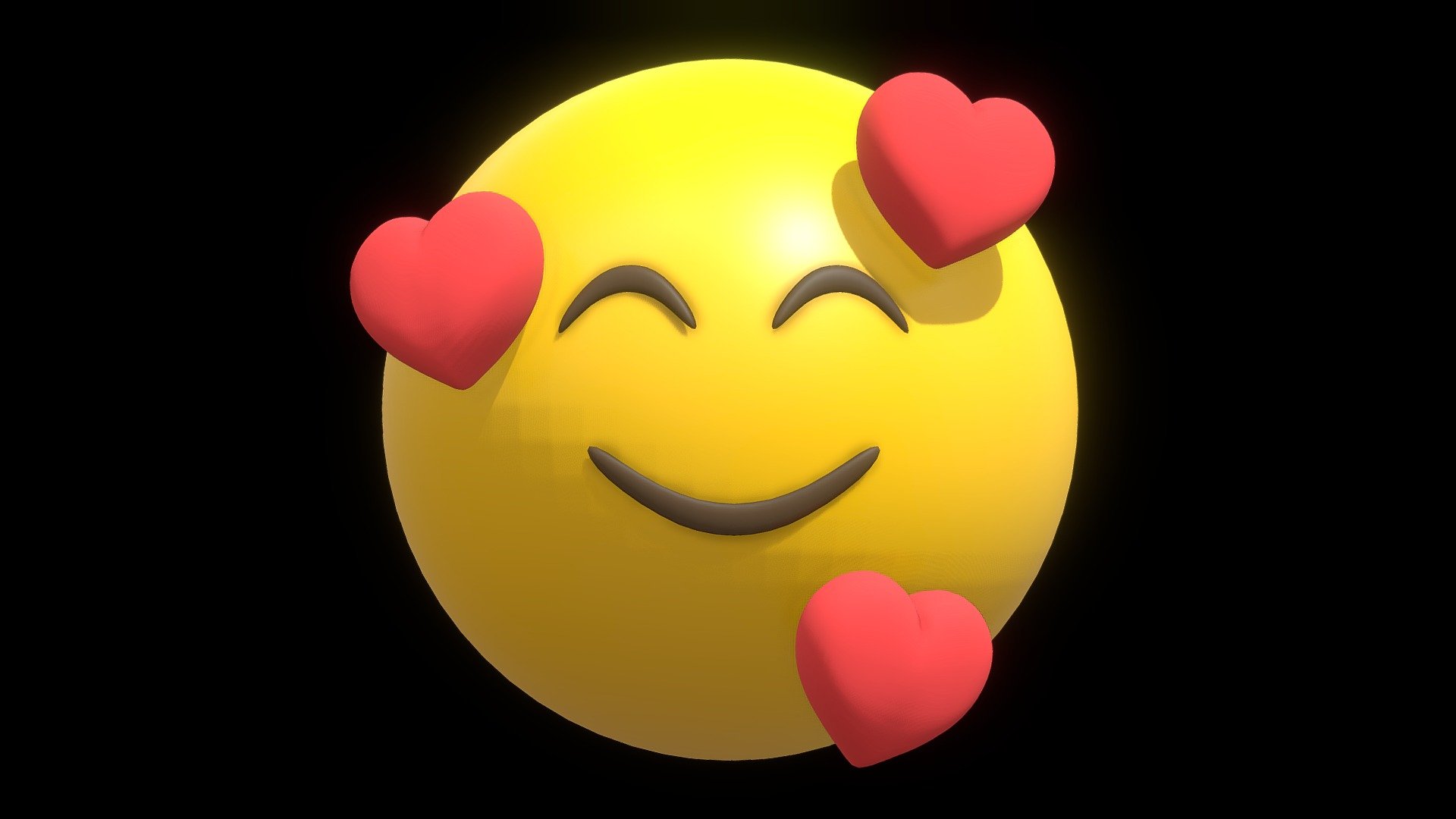 Feeling Loved Yellow Ball Emoticon or Smiley 3d model