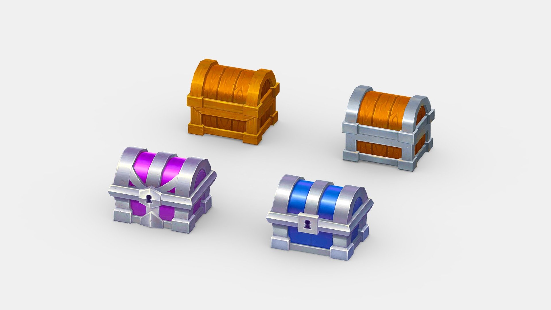 Cartoon treasure chests 3d model