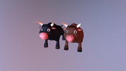 Bulls Cartoon Lowpoly