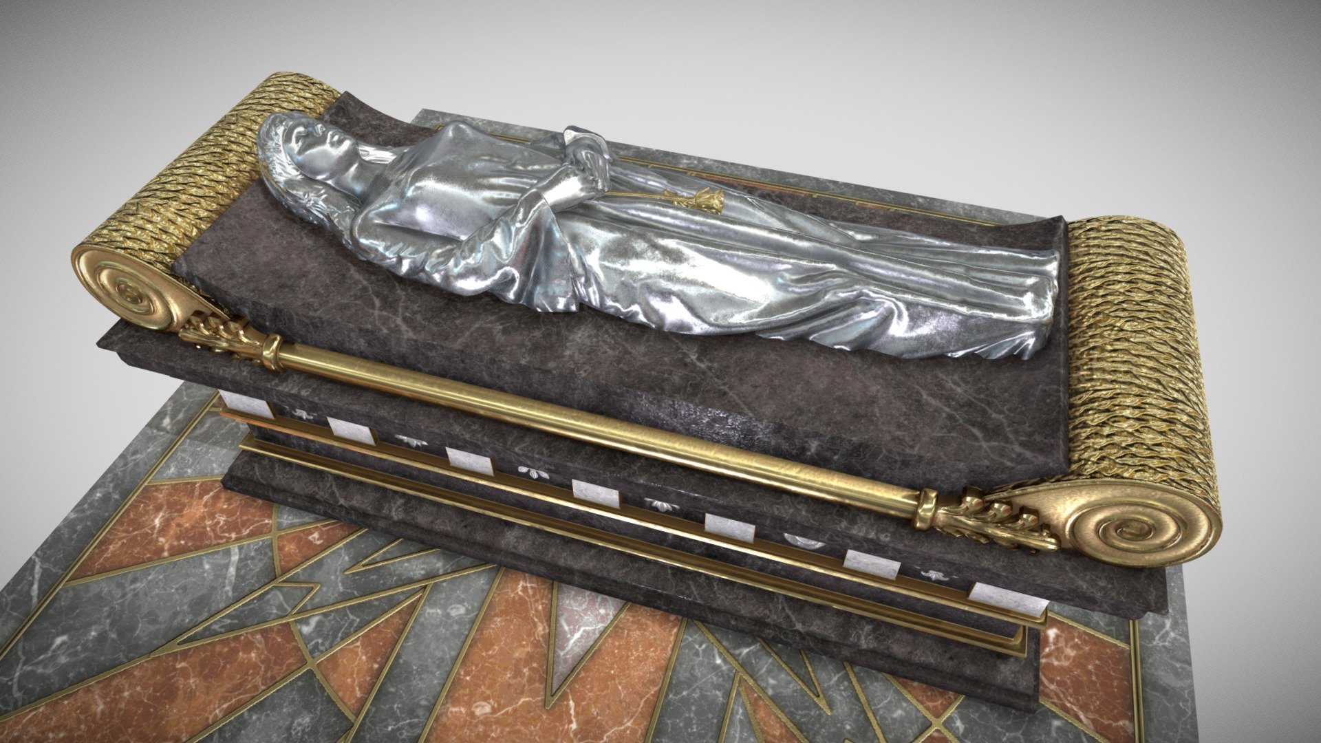 Queen Tomb with silver statue 3d model