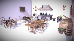 Medieval Kitchen Low Poly AR VR Asset Pack