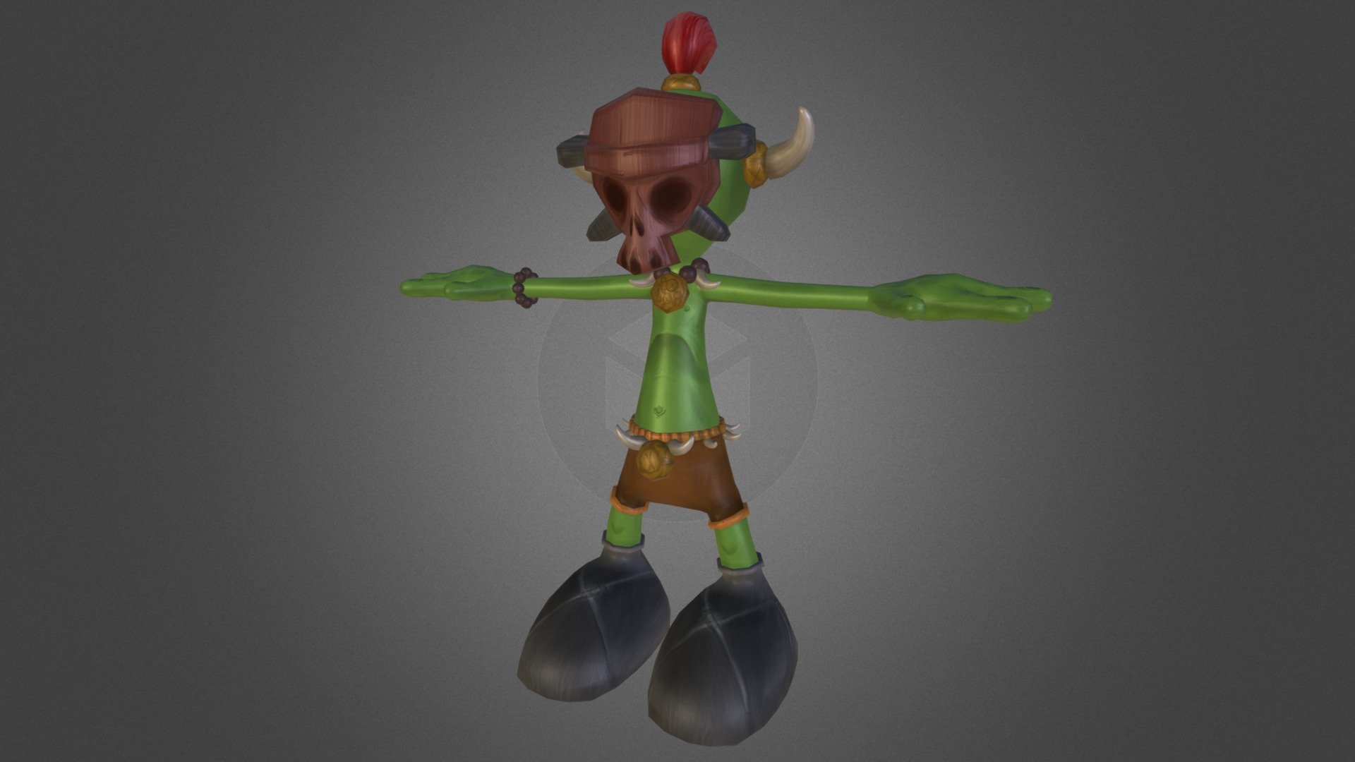 Tribal Cartoon Character 3d model