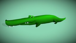 Low poly animated Cartoon Alligator