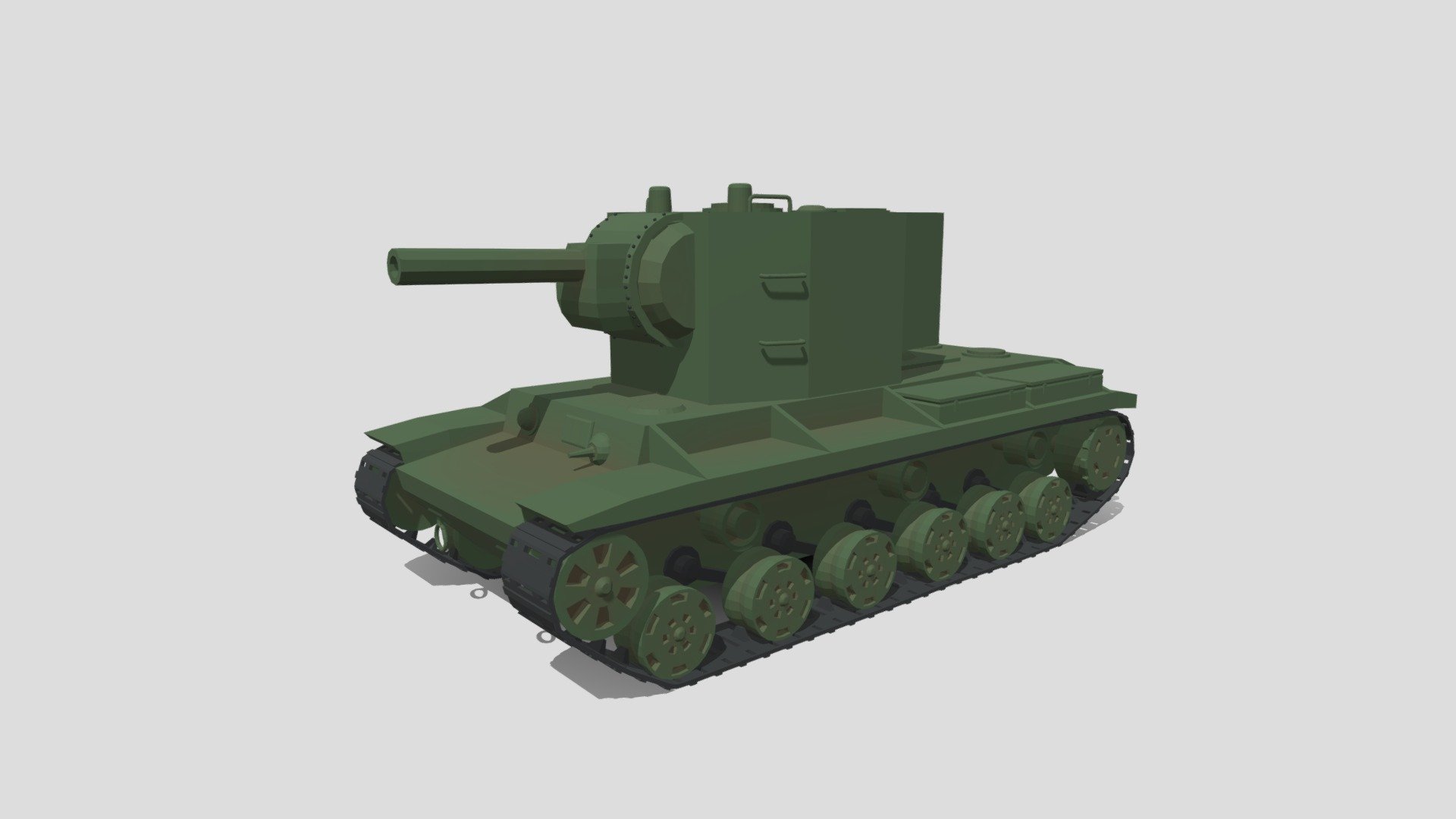 Low Poly Cartoon KV 2 Tank 3d model