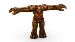 Cartoon Brown Clay Golem Monster Giant