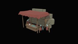 Cartoon butcher market Polygonal