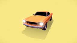 FREE Retro American Car Cartoon (Low Poly)