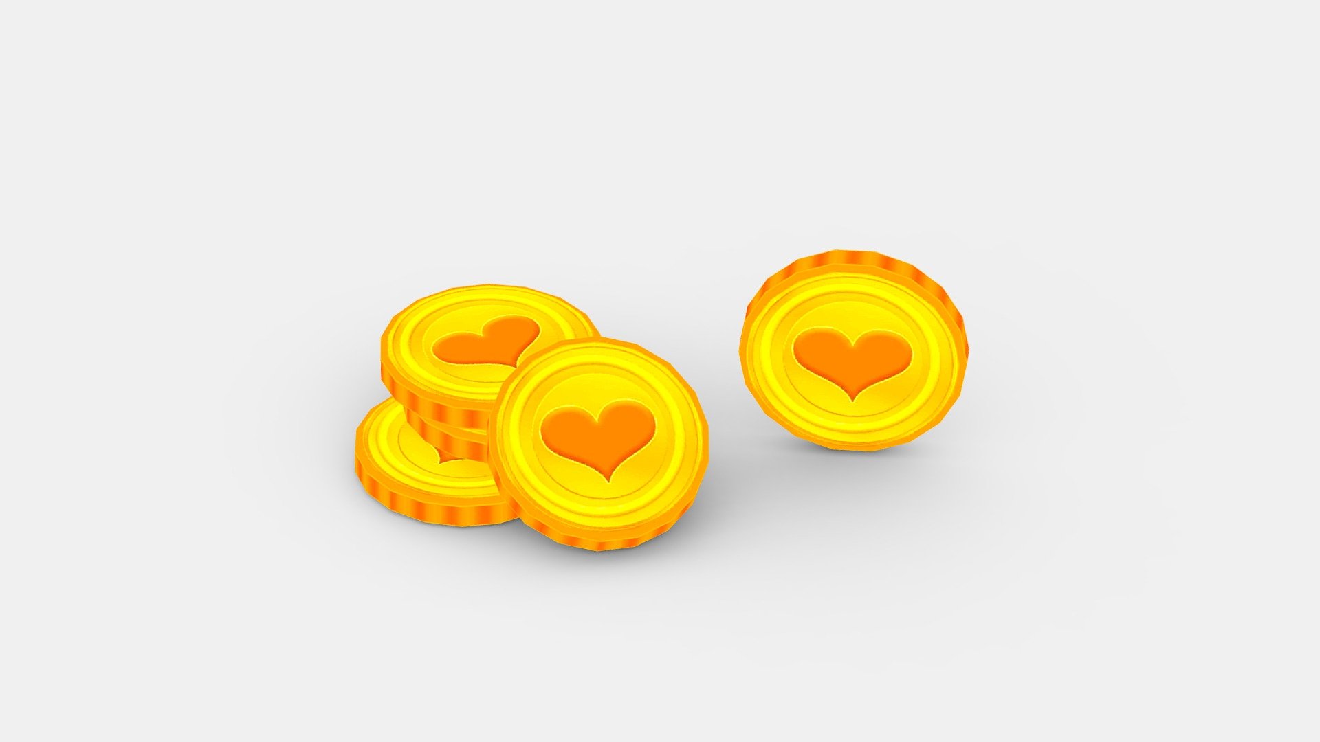 Cartoon love gold coin 3d model