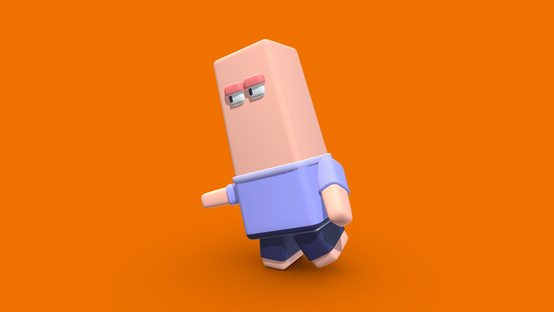 Cute cube like cartoon character 3d model