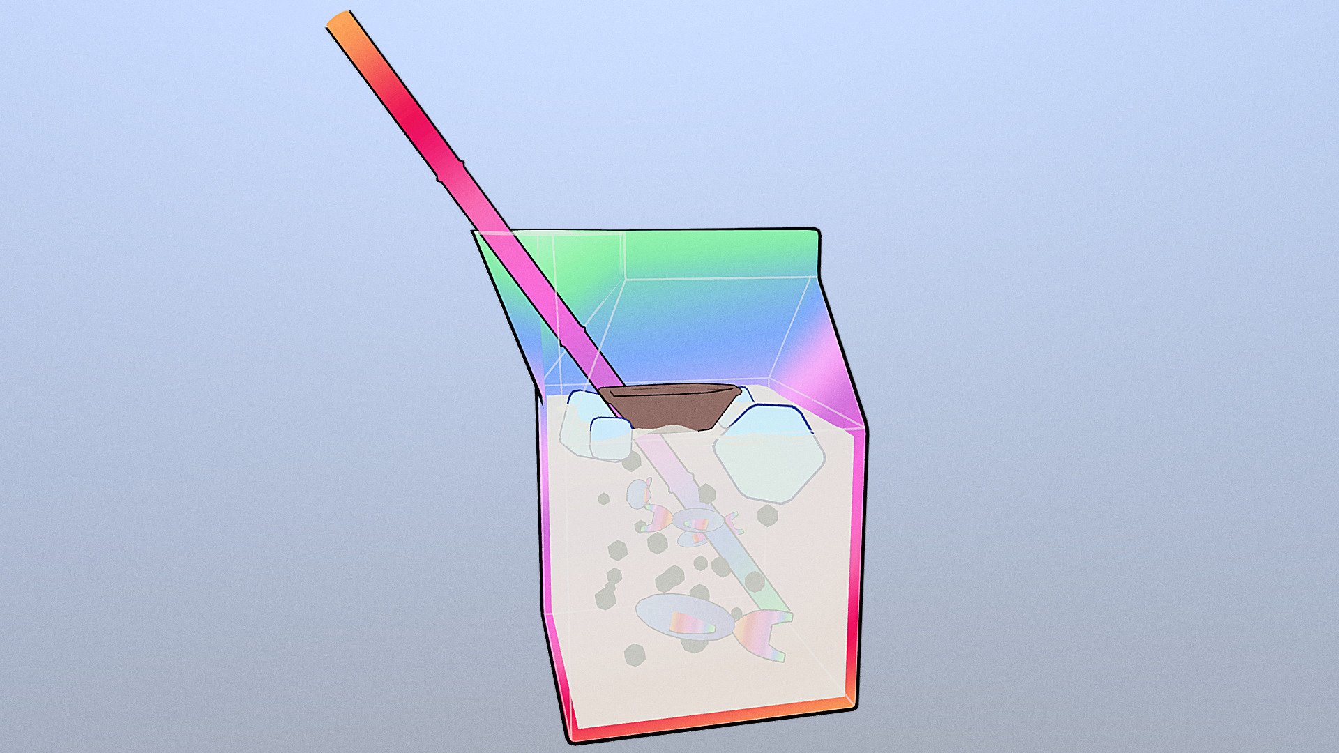 Rainbow Milk (Cartoon) 3d model