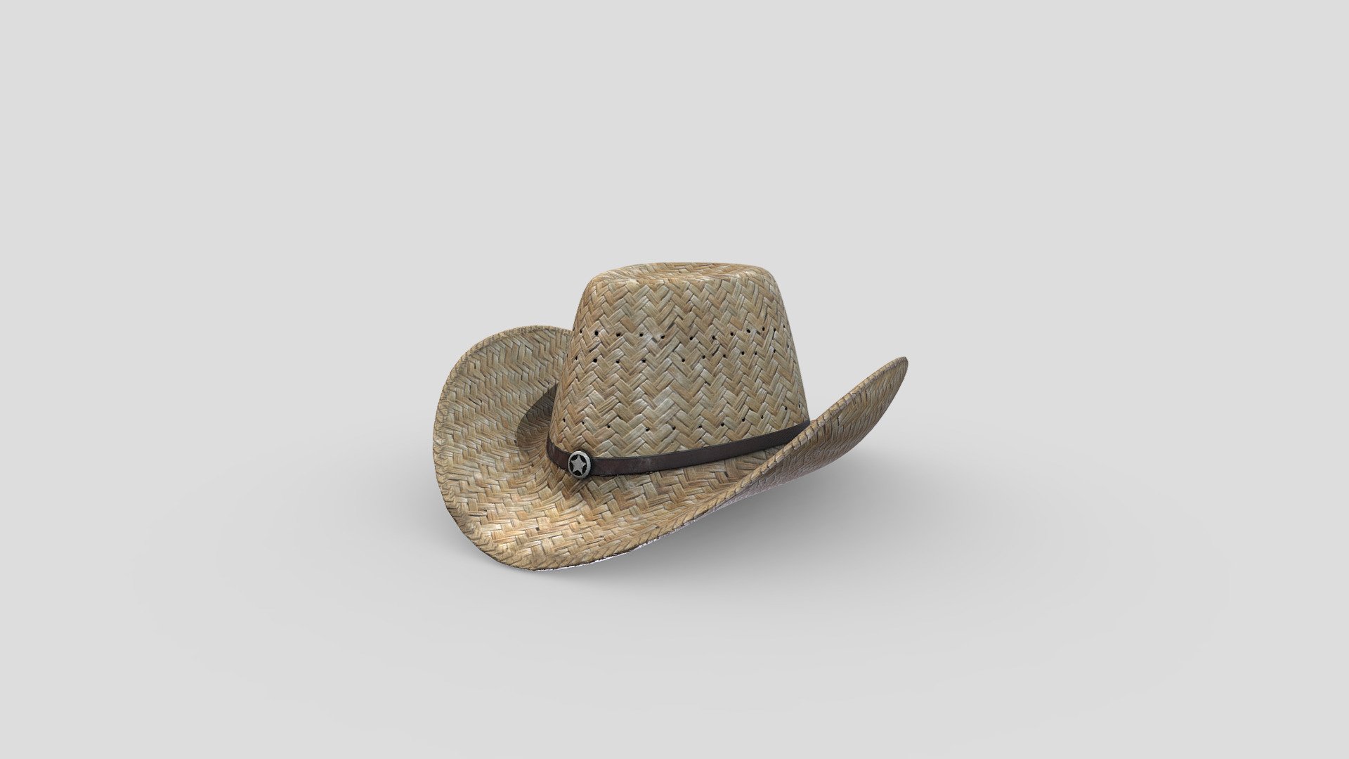 Female Cowgirl Western Straw Hat 3d model