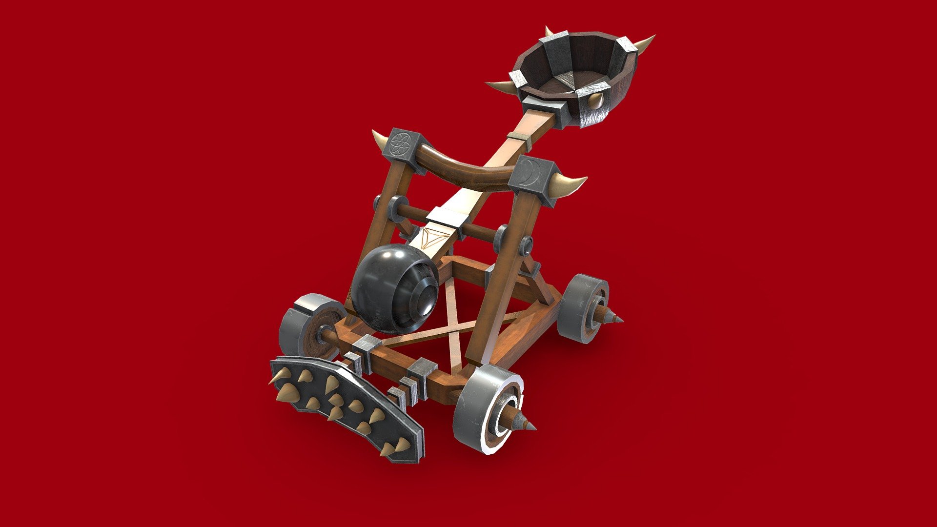 Cartoon Catapult 3d model