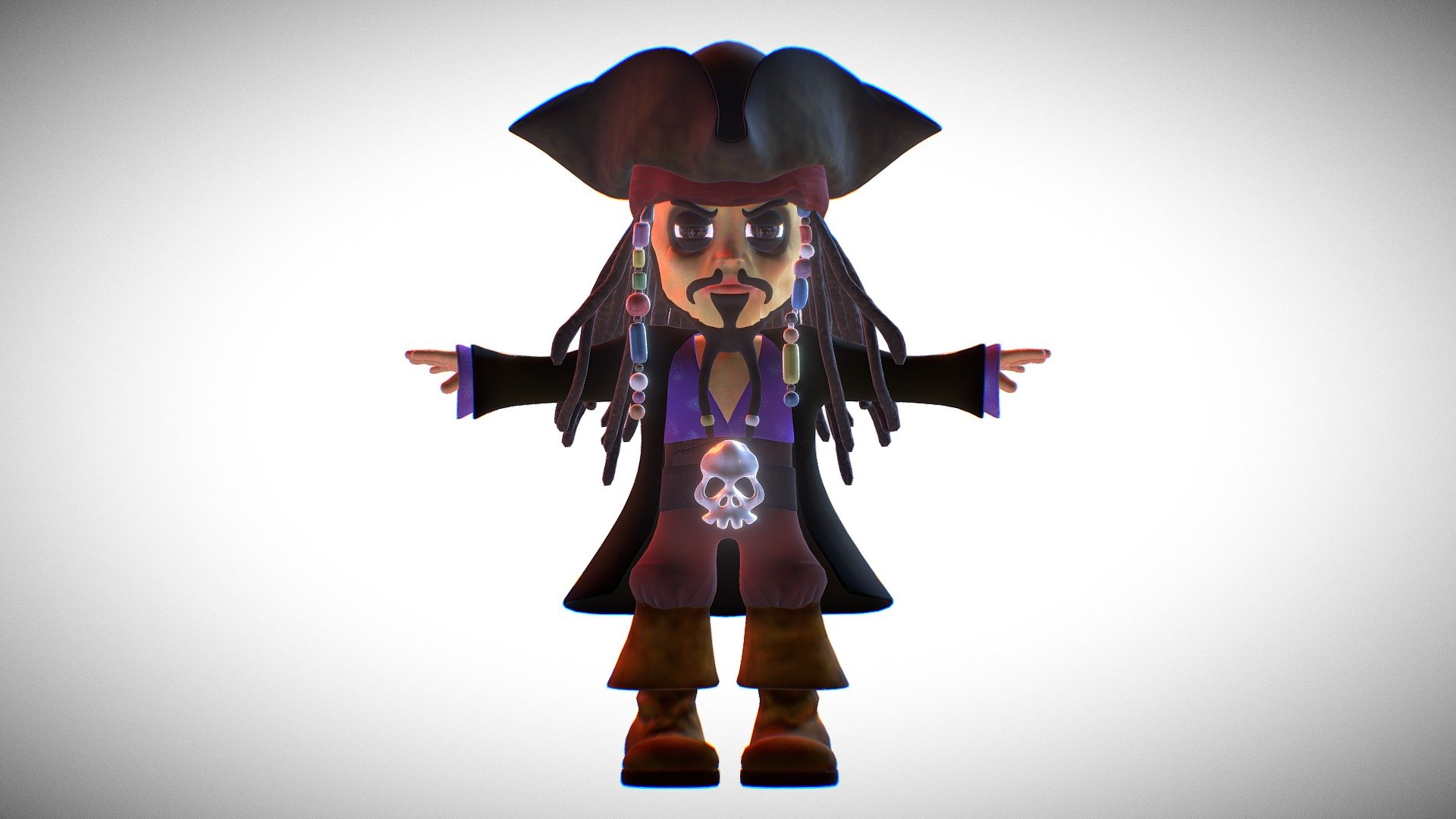 Cap. Jack Sparrow Cartoon Versio 3d model