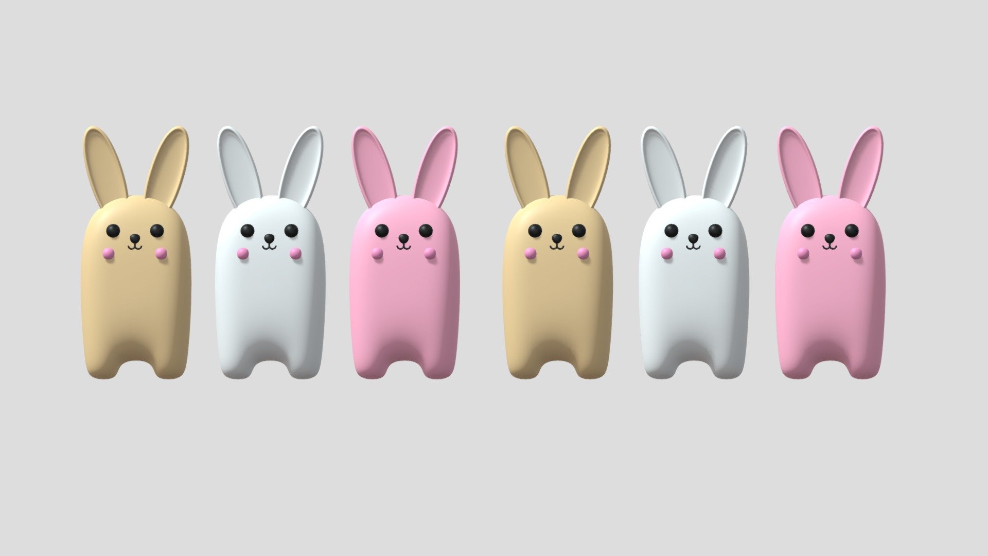 Cartoon Cute Bunny Rabbit 3d model