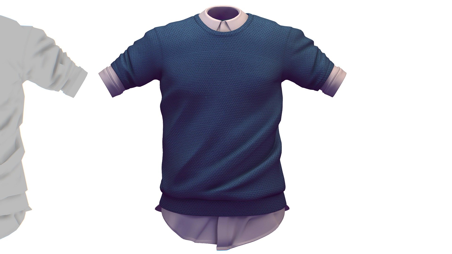 Cartoon High Poly Subdivision Blue Sweater Shirt 3d model