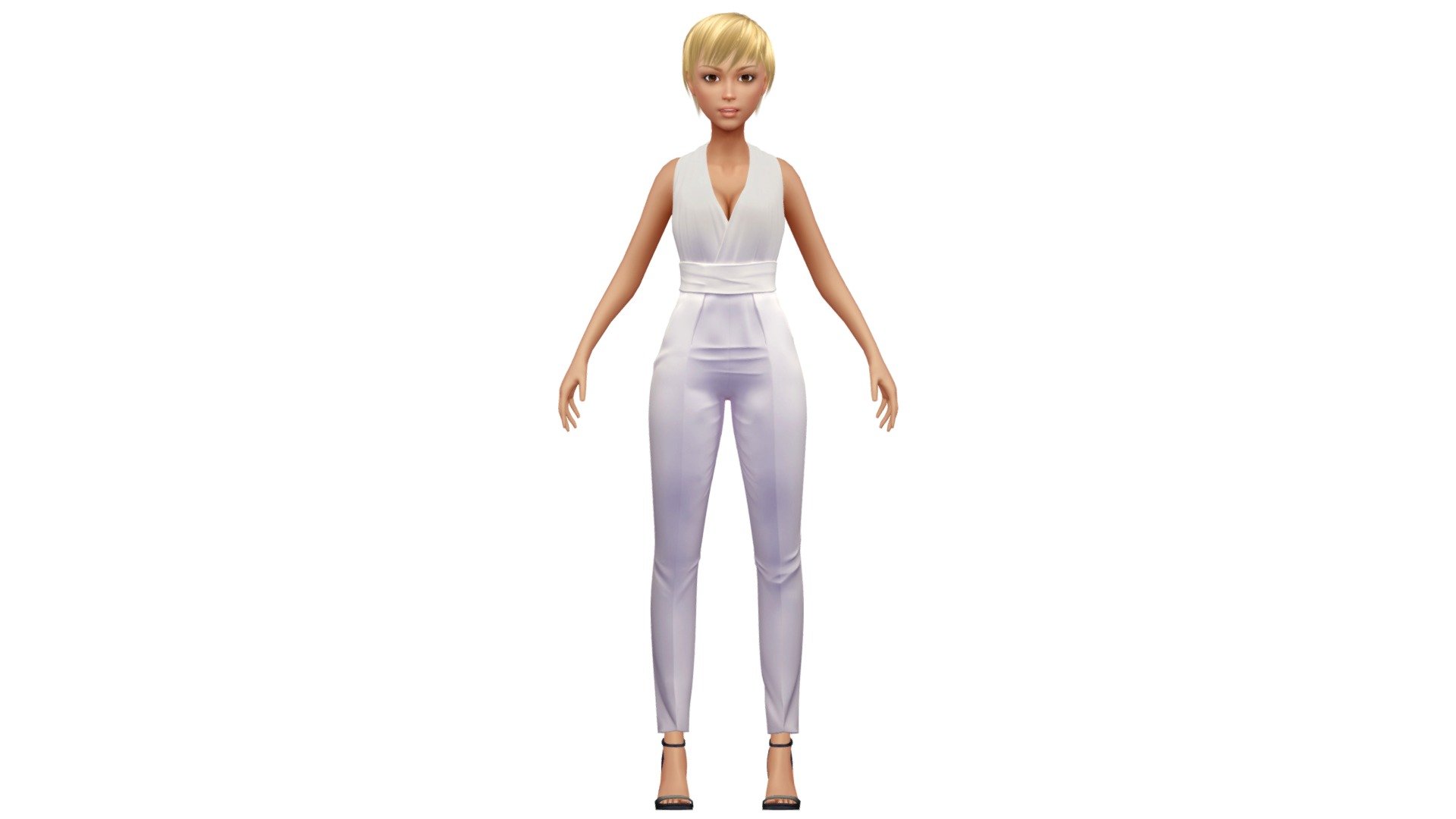 Cartoon High Poly Subdivision Overall White 3d model