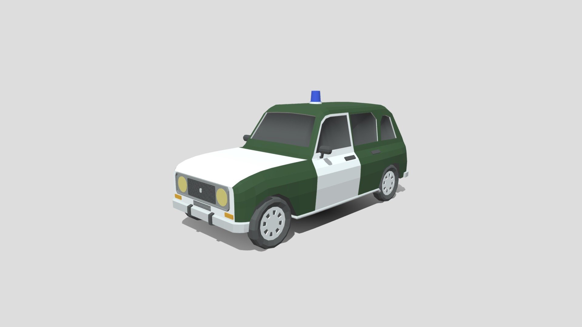 Low Poly Cartoon Retro Police Car 3d model