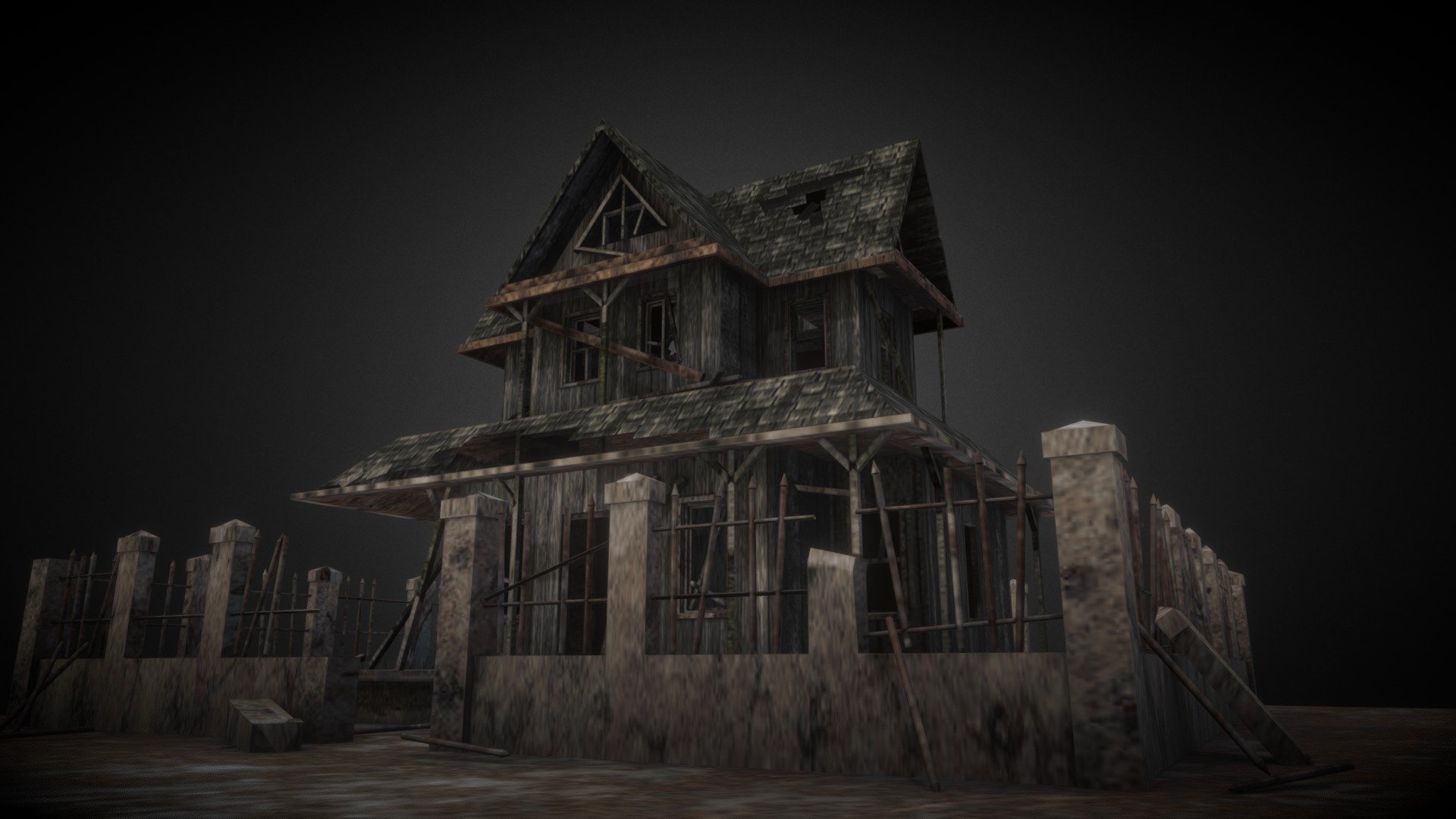 Old HAUNTED ABANDONED HOUSE RUIN 3d model