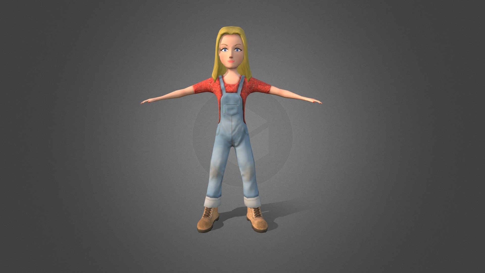 Low poly girl in worker clothes 3d model