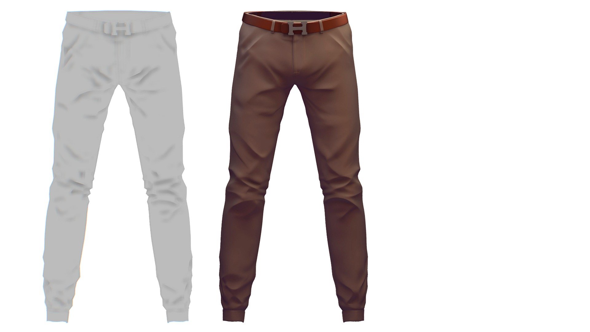 Cartoon High Poly Subdivision Brown Pants  Belt 3d model