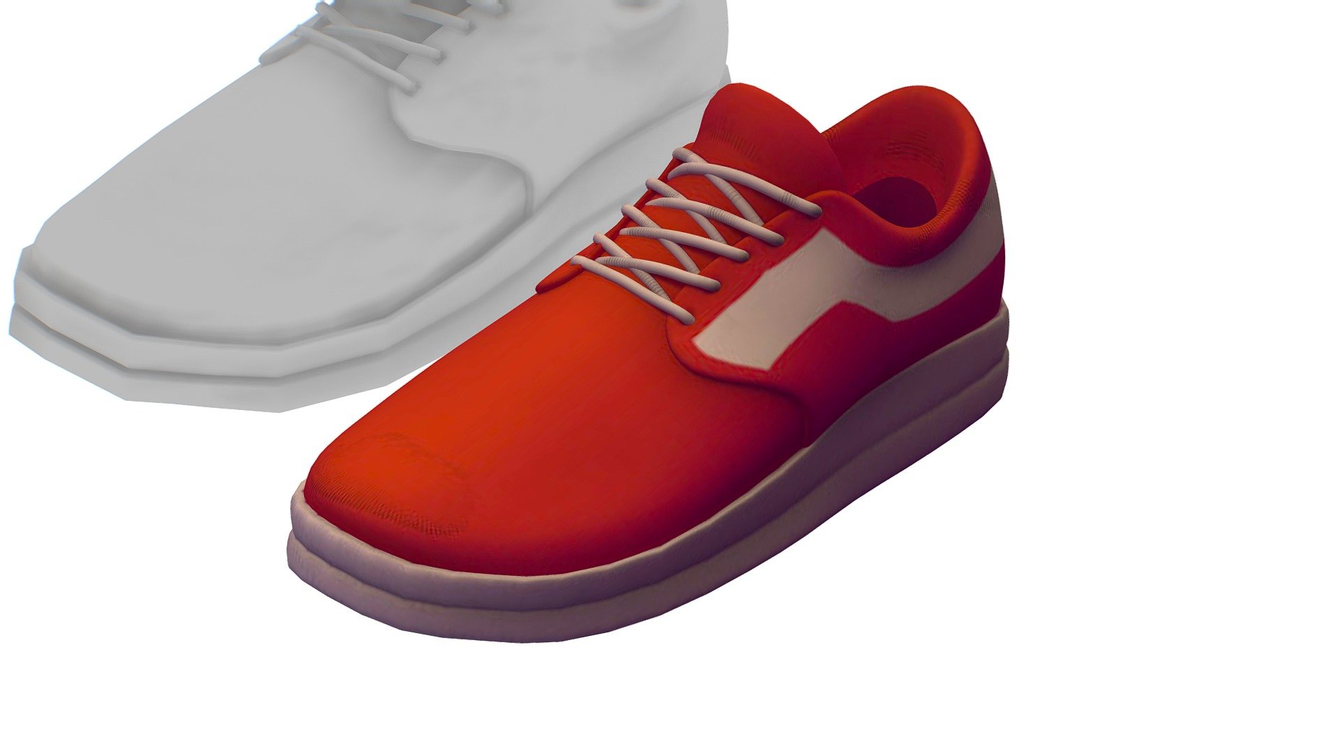 Cartoon High Poly Subdivision Red Sneakers 3d model