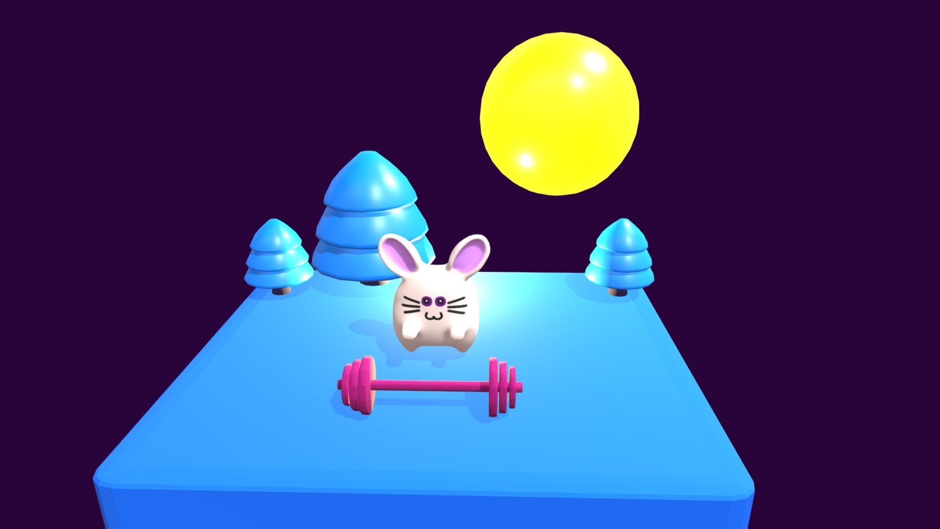 Cartoon Style Rabbit Lifting (Rigged) 3d model