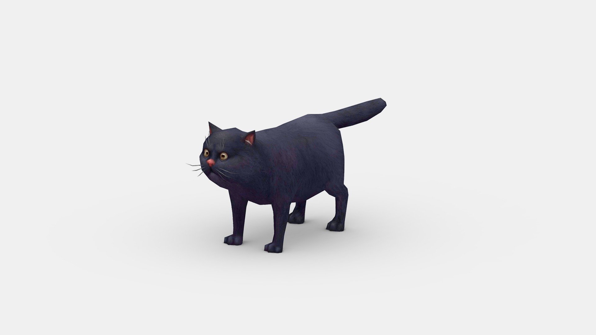 Cartoon black fat cat 3d model