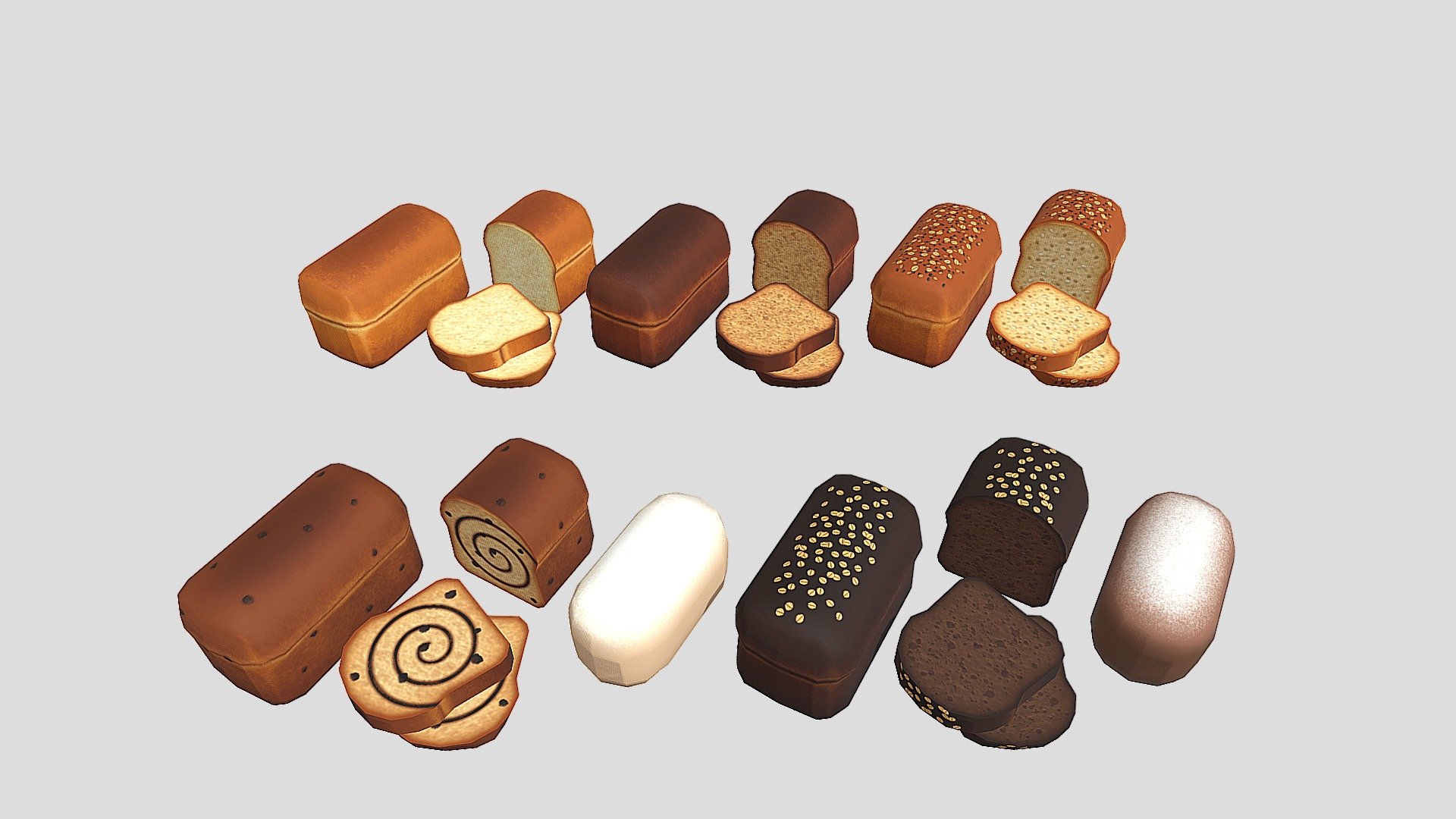 Cartoon Bread Brick 3d model