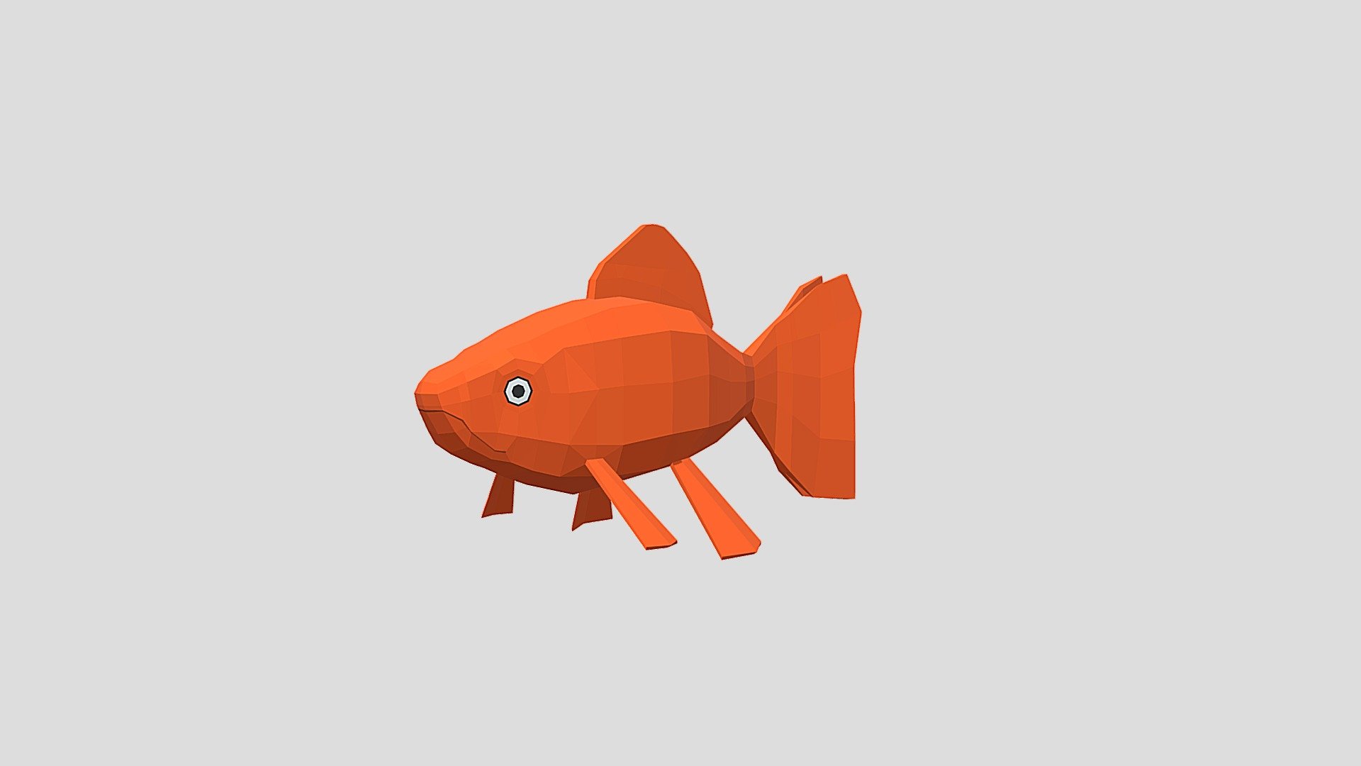 Low Poly Cartoon Goldfish 3d model