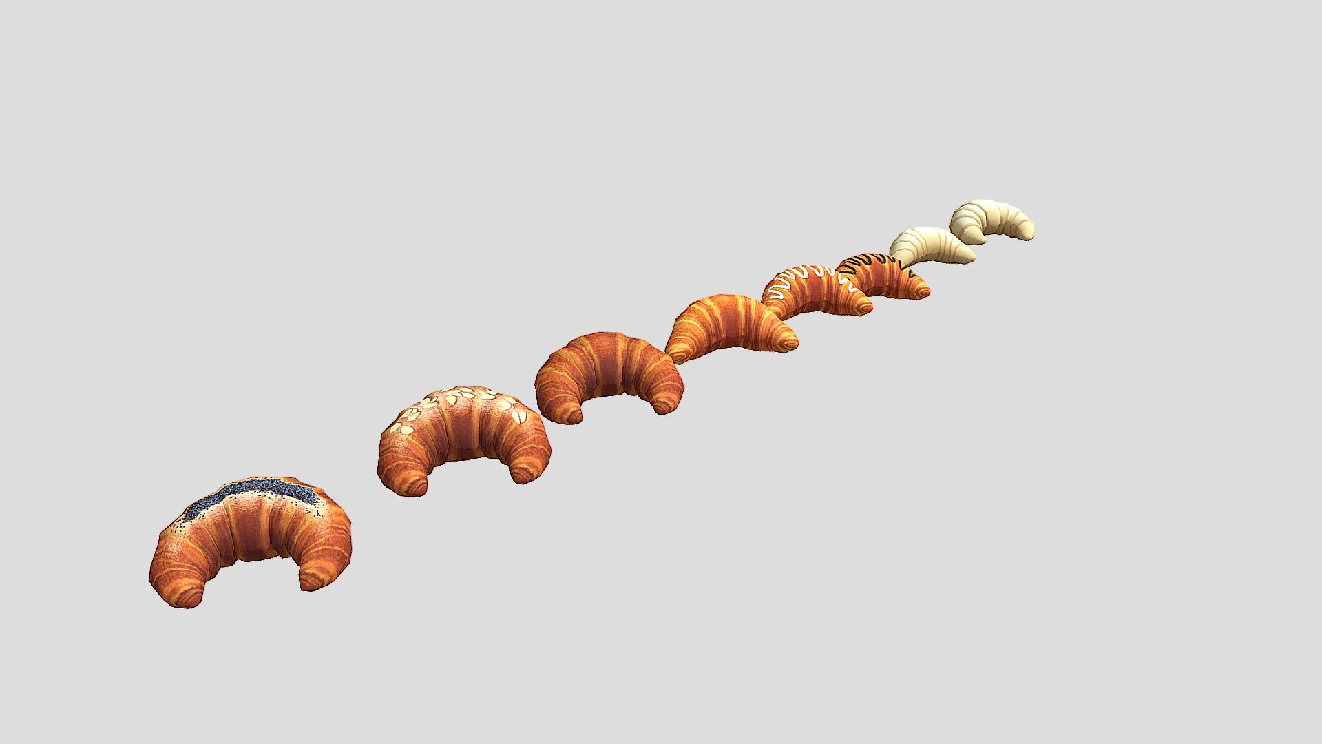 Cartoon Croissant 3d model