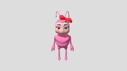 Rigged Stylized Pink Blue Purple Cartoon Ladybug