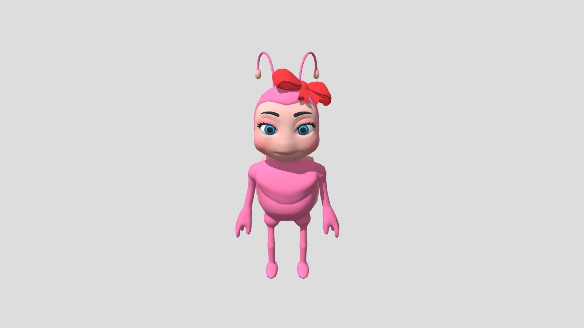 Rigged Stylized Pink Blue Purple Cartoon Ladybug 3d model