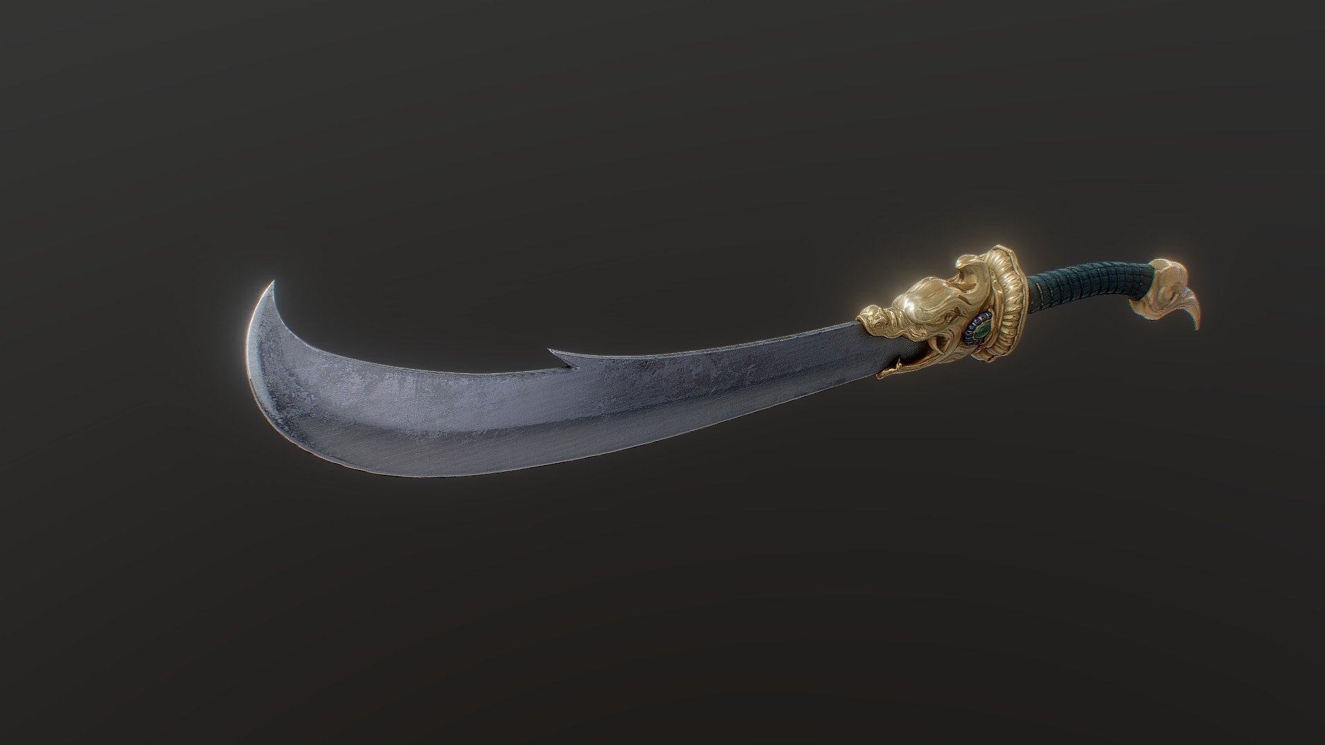 Dragon Broadsword with Cyan Hilt 3d model