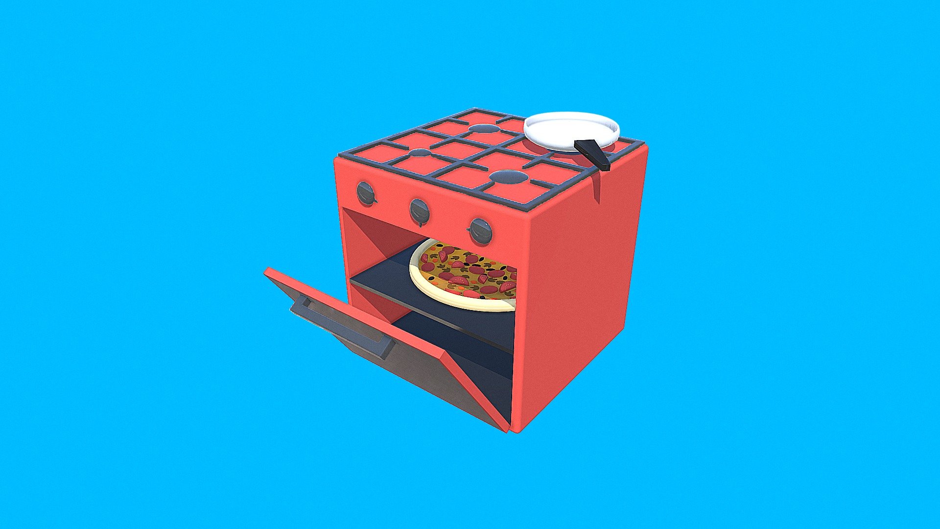 Cartoon Oven 3d model