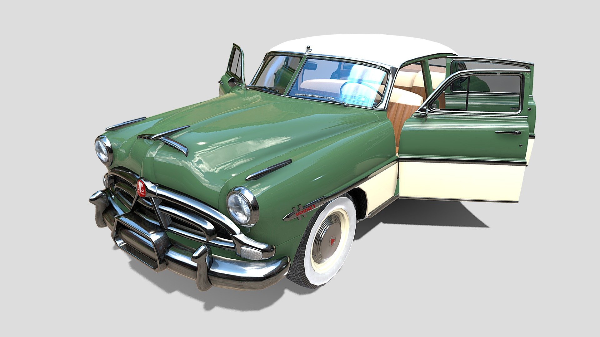 4 Door Hudson Hornet with interior v2 3d model