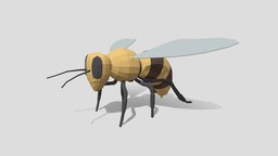 Low Poly Cartoon Honey Bee