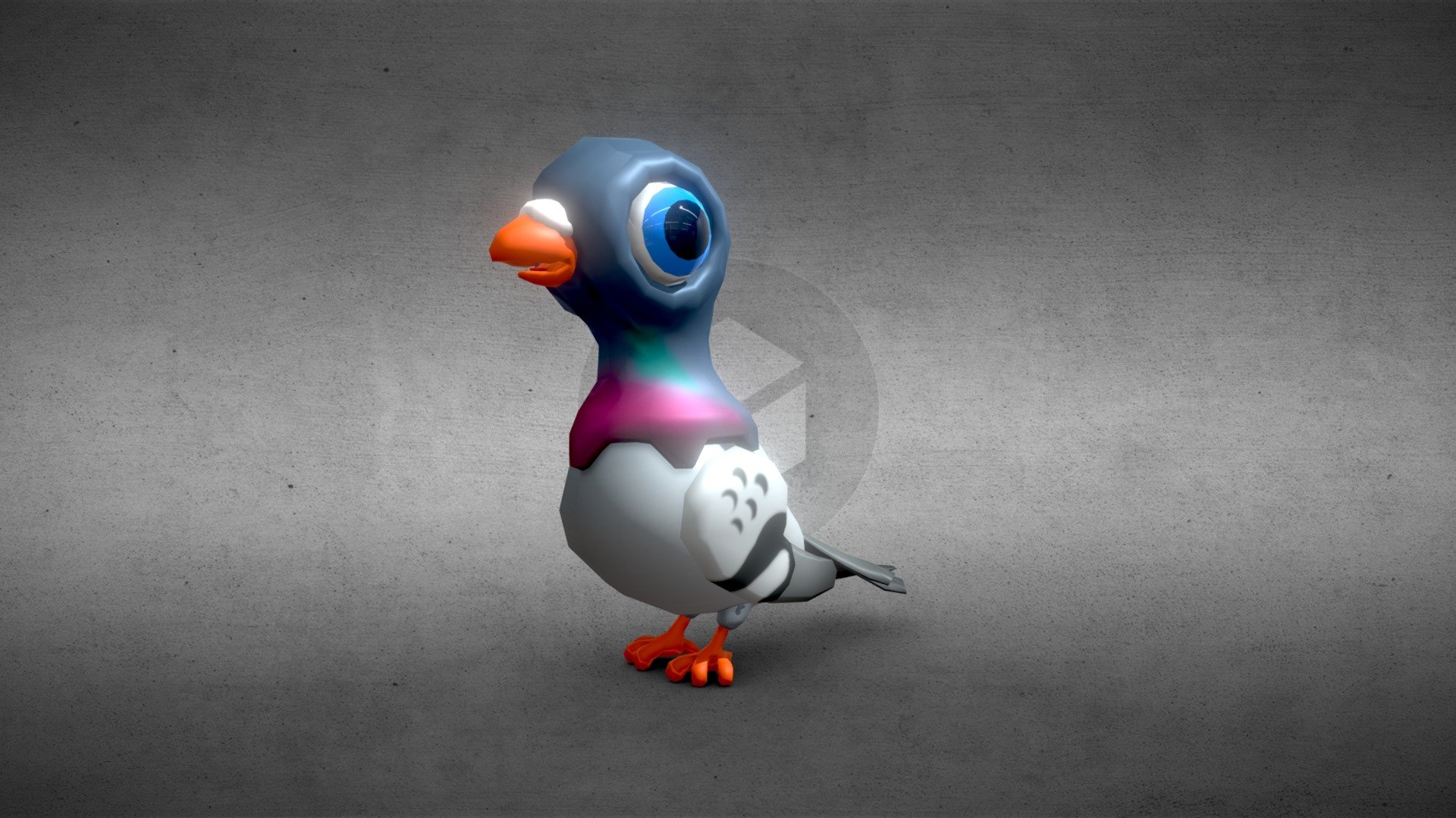 Low Poly Cartoon Pidgeon 3d model