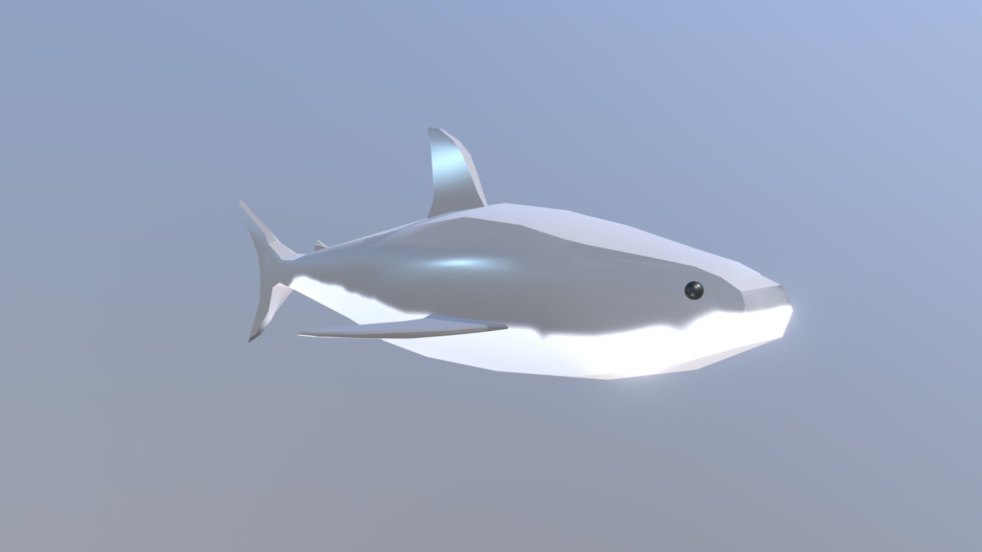 Low poly- cartoon shark 3d model