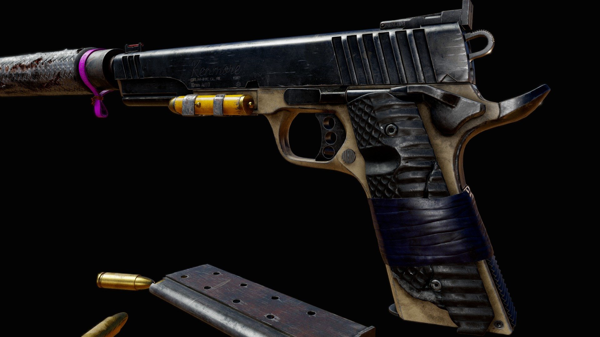 Post-apocalyptic pistol 3d model