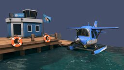 Stylization animal crossing little water airport