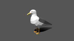 Low Poly Cartoon Seagull