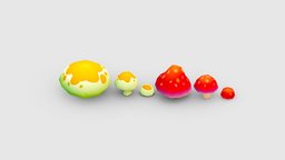 Cartoon poisonous mushroom Low-poly 3D model