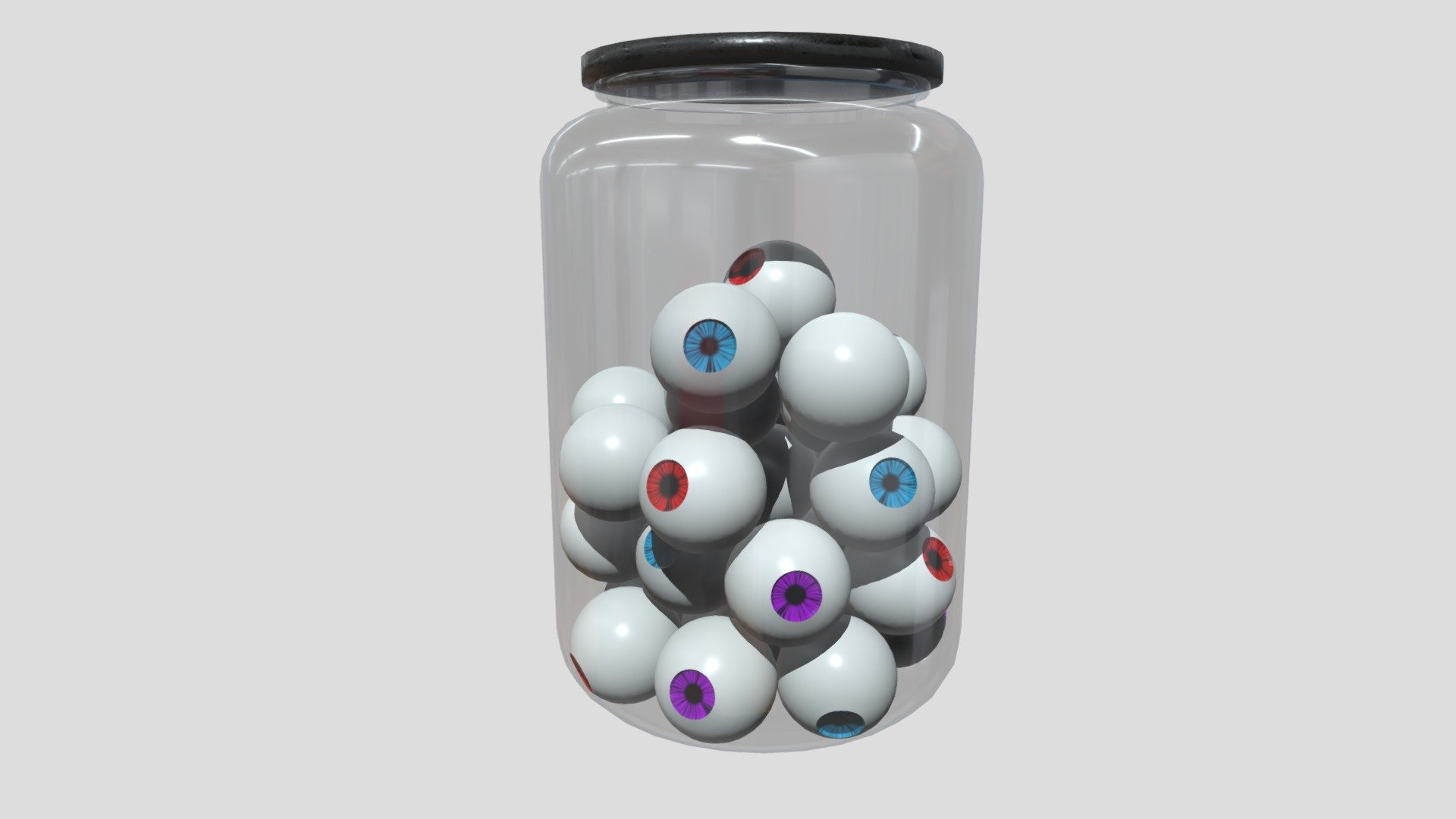 Jar Of Eyes Cartoon 3d model