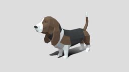 Low Poly Cartoon Basset Hound Dog