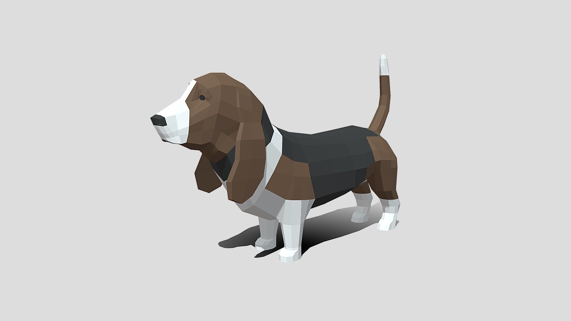 Low Poly Cartoon Basset Hound Dog 3d model