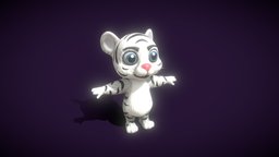 Cartoon White Tiger 3D Model