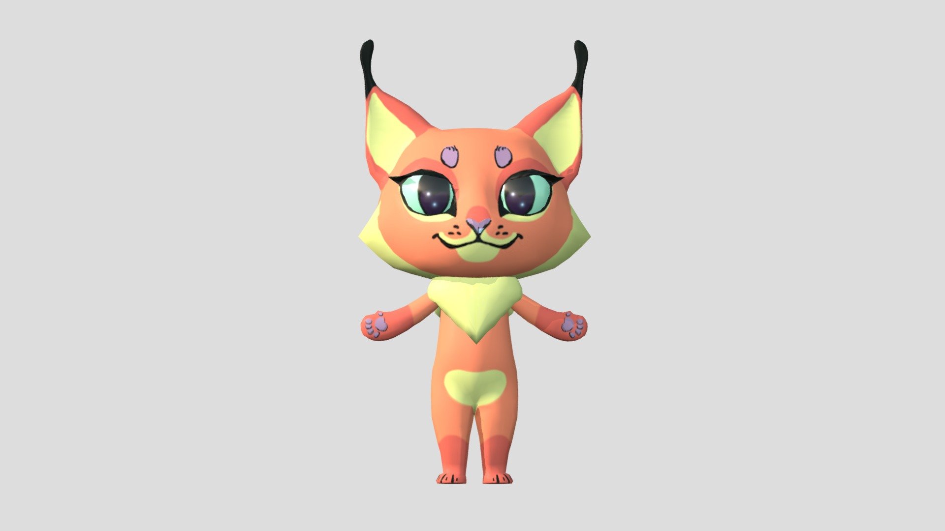 cartoon lynx 3d model