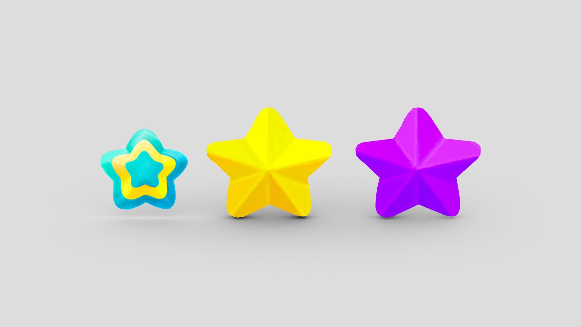 Cartoon five-pointed stars 3d model