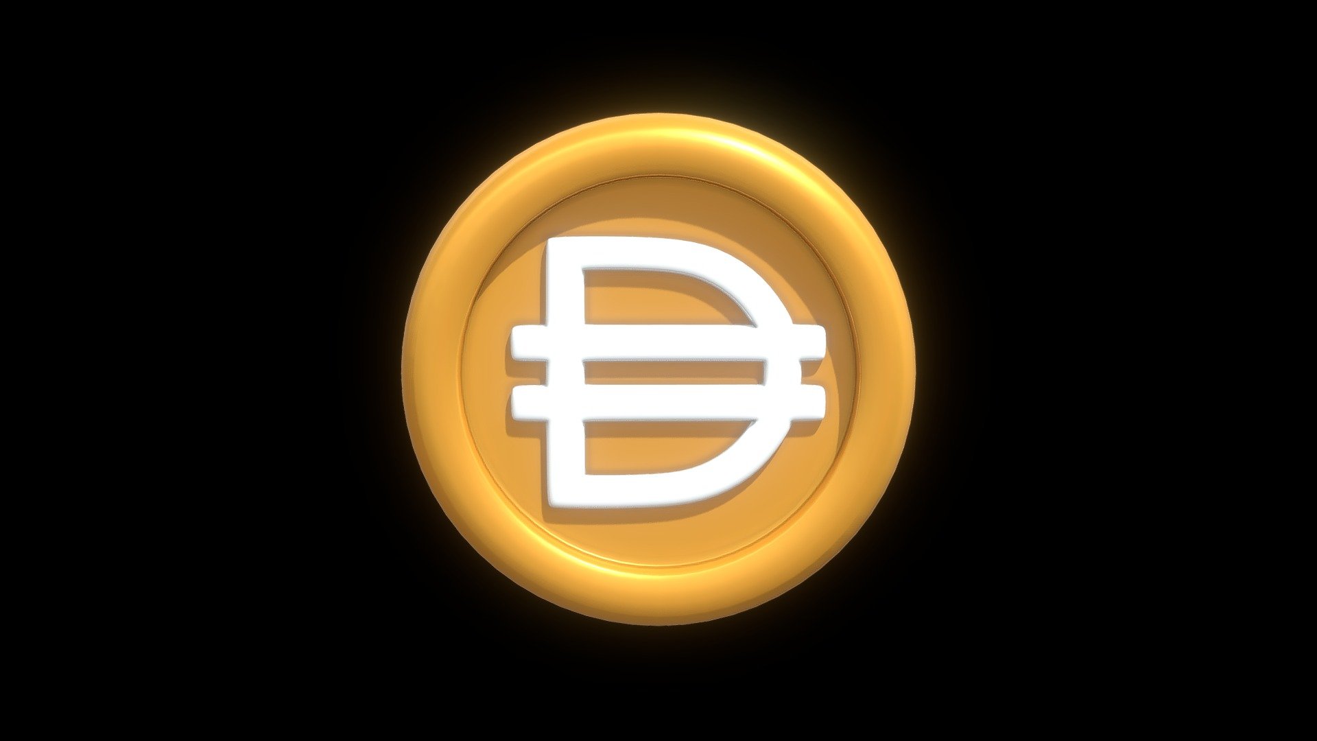 DAI Gold Crypto Coin with cartoon style 3d model